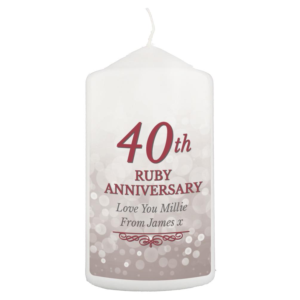 Personalised 40th Ruby Anniversary Pillar Candle £11.69